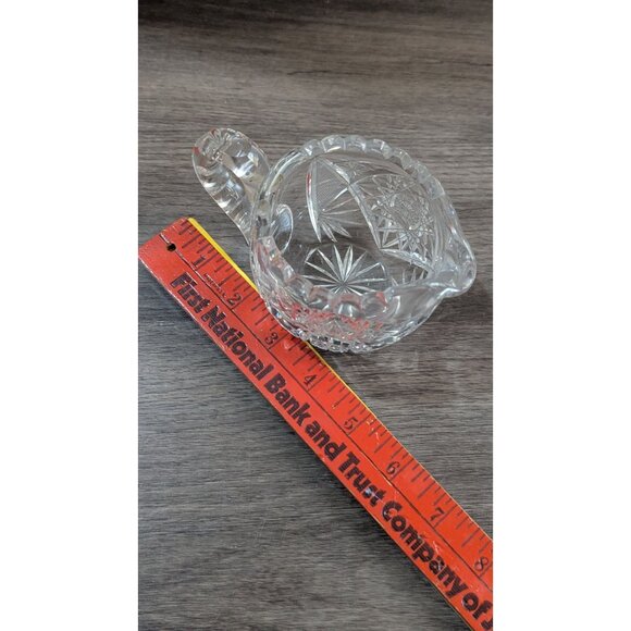 Cut Glass Crystal Creamer Pitcher Elegant Handled Design 4" Vintage Clear Table - Picture 10 of 10